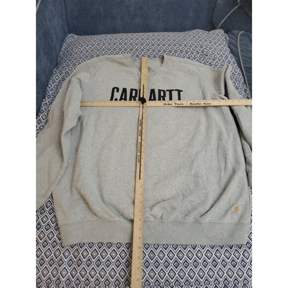 Carhartt Sweater Mens XXL Gray Spellout Big Logo Original Fit Thick Pullover - Picture 7 of 16